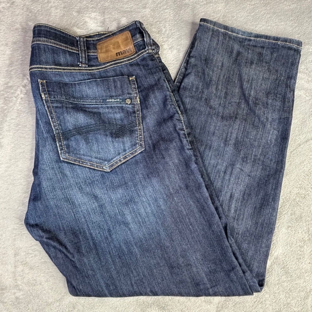 Mavi Zach Jeans Mens 38x30 Dark indigo Blue Straight Leg Stretch R166174 Denim